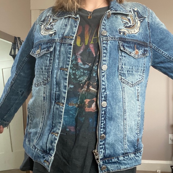 BlankNYC Denim Jacket w Patches - Picture 1 of 5